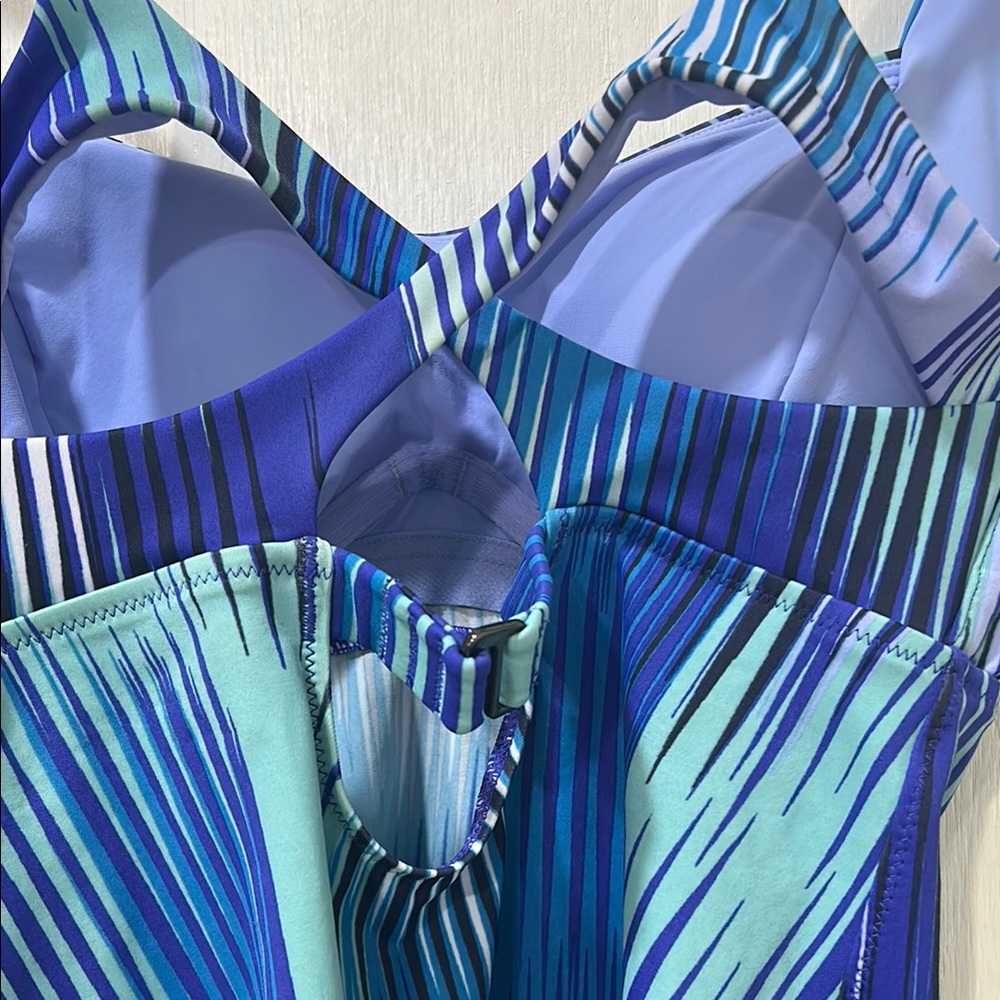 ATHLETA WOMENS IBAZA ENTWINED TANKINI TOP COOL MULTI Sz 32D/DD - Picture 6 of 14